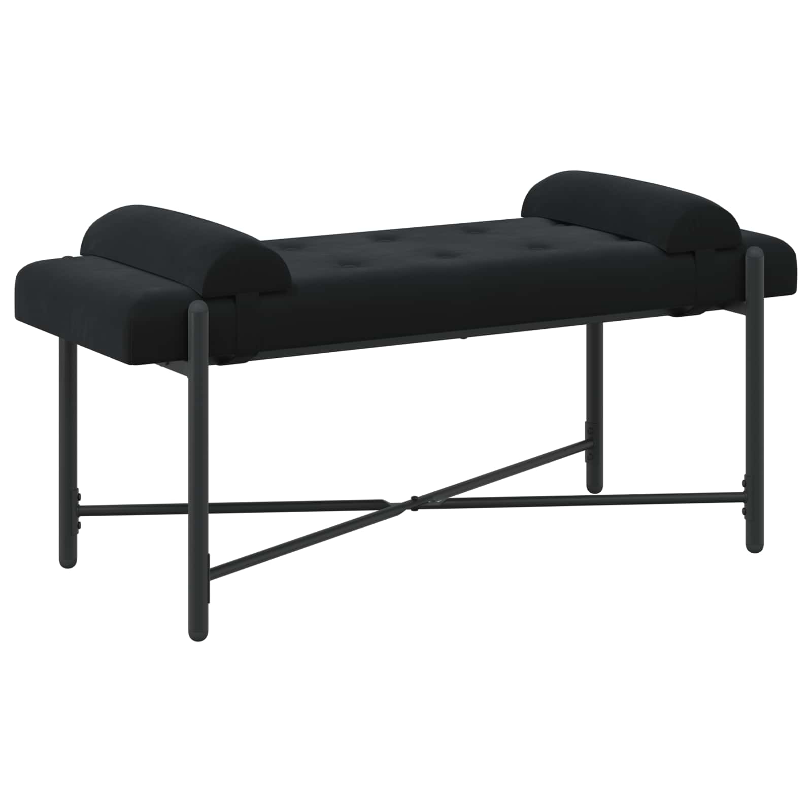 vidaXL Ławka z guzikami i poduszkami Czarny 110 x 40 x 46 cm Welur