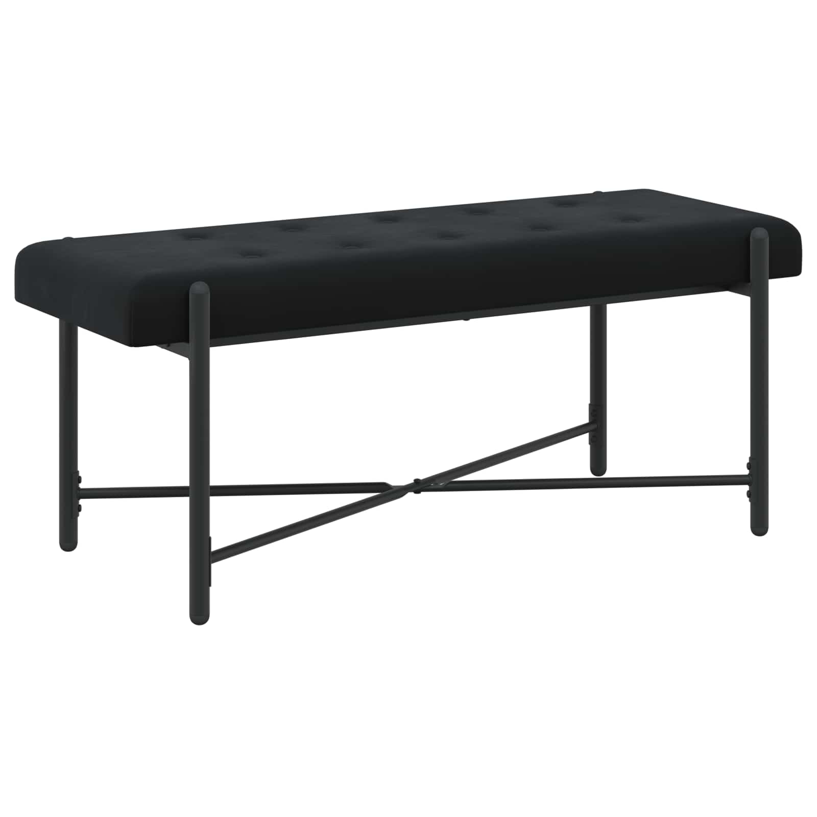 vidaXL Ławka z guzikami i poduszkami Czarny 110 x 40 x 46 cm Welur