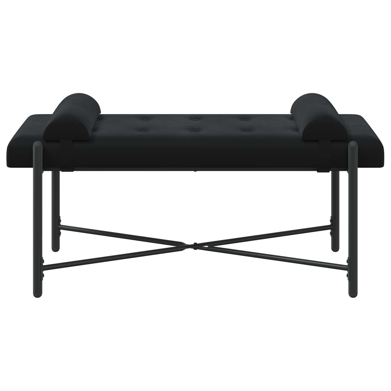 vidaXL Ławka z guzikami i poduszkami Czarny 110 x 40 x 46 cm Welur