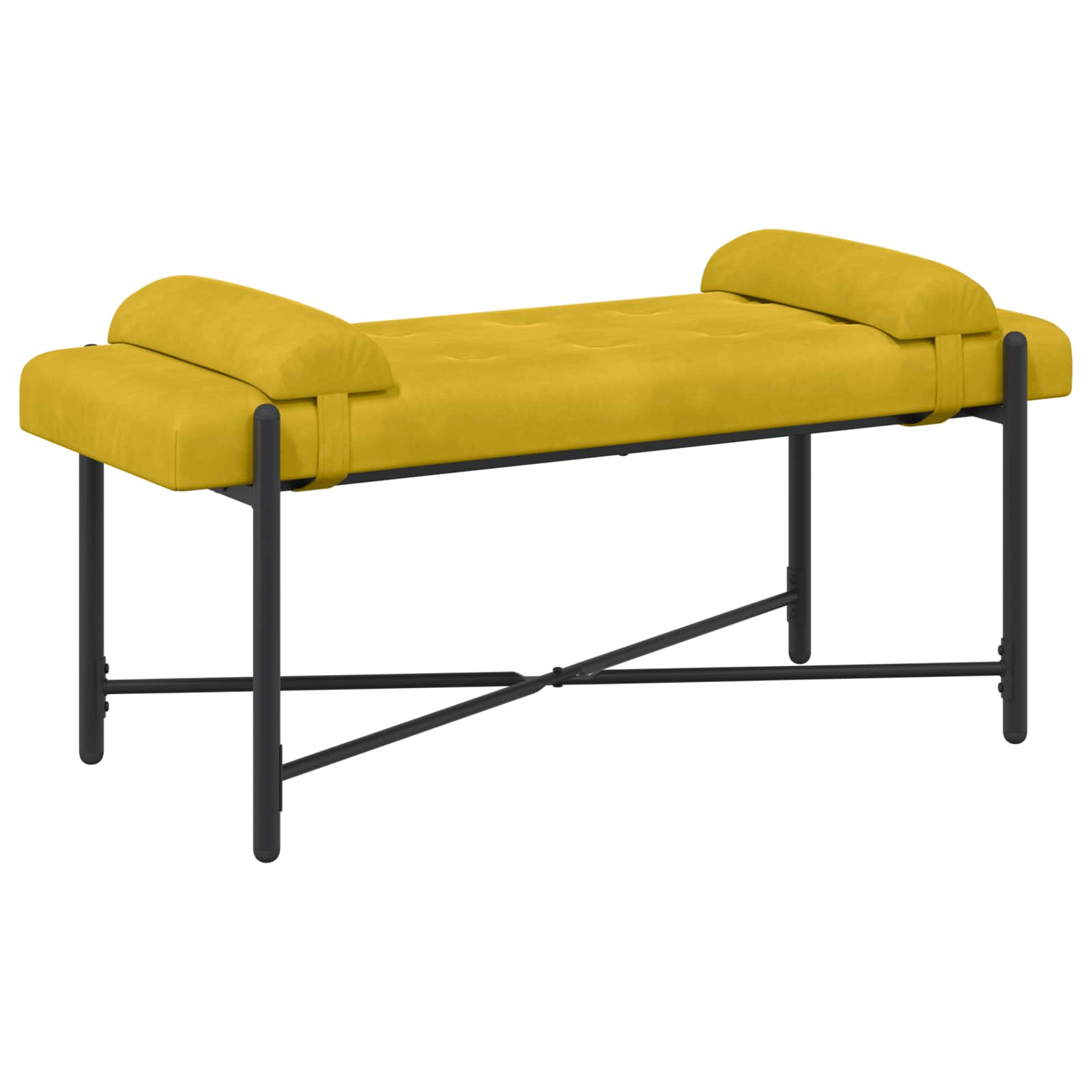 vidaXL Ławka z guzikami i poduszkami żółty 110 x 40 x 46 cm Welur