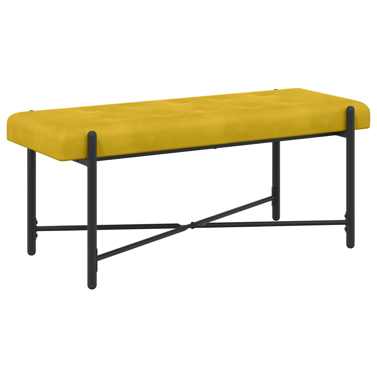 vidaXL Ławka z guzikami i poduszkami żółty 110 x 40 x 46 cm Welur