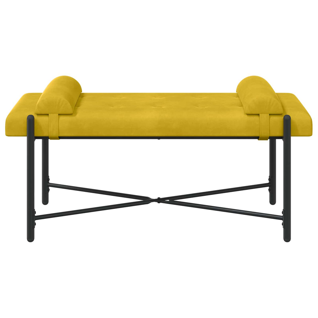 vidaXL Ławka z guzikami i poduszkami żółty 110 x 40 x 46 cm Welur