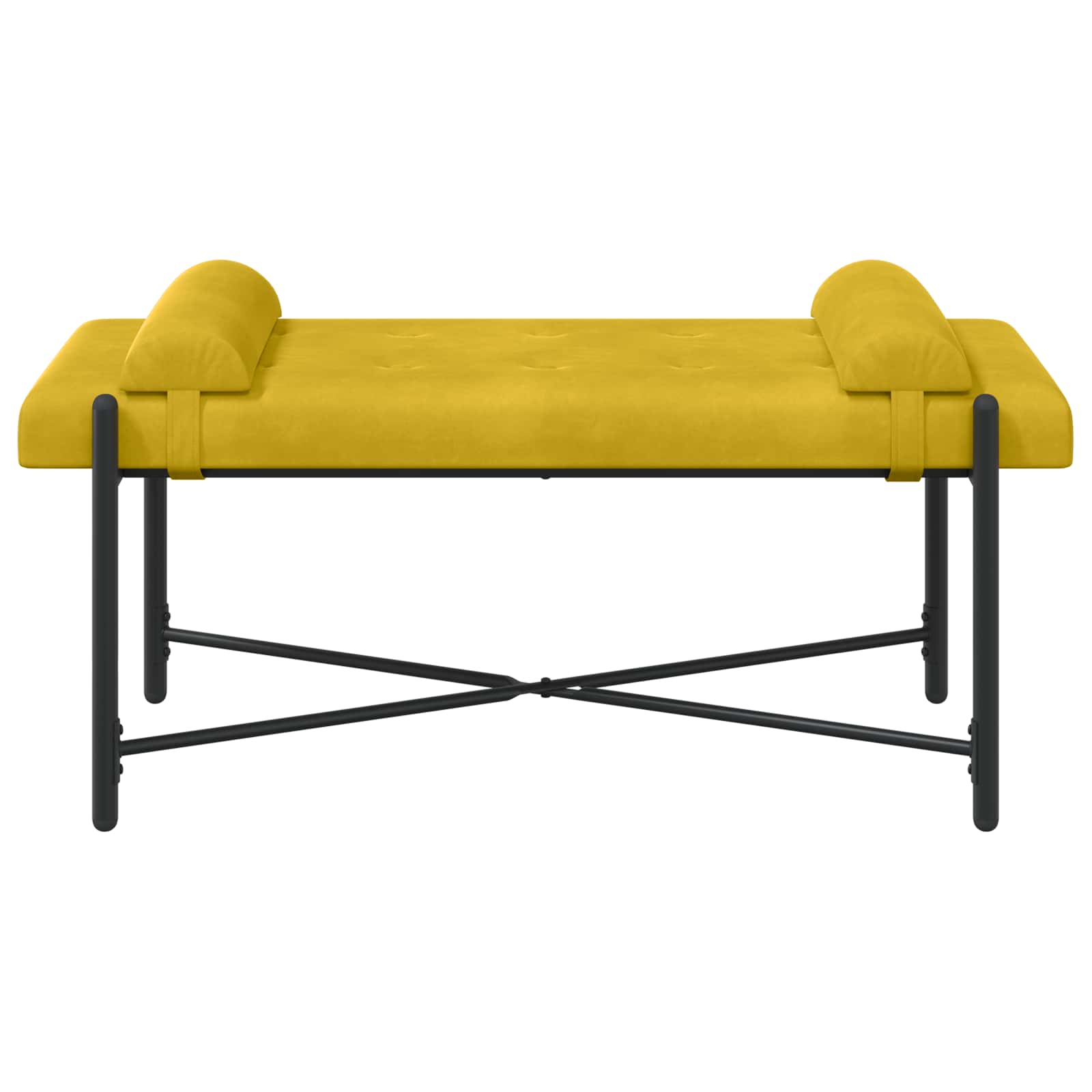 vidaXL Ławka z guzikami i poduszkami żółty 110 x 40 x 46 cm Welur