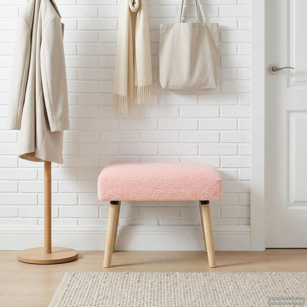 vidaXL ławka Gładki różowy 60 x 40 x 45 cm Bouclé