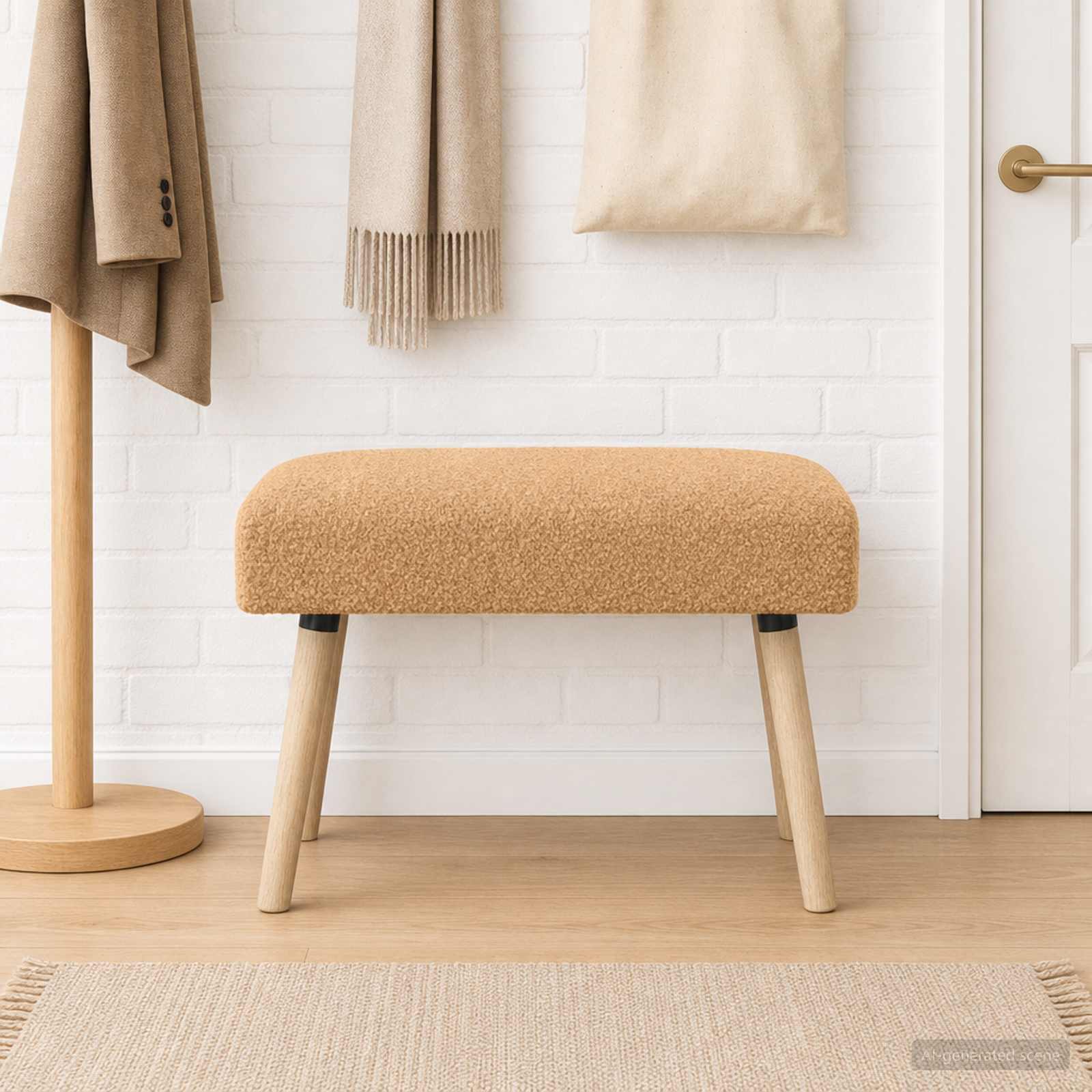 vidaXL ławka Gładki Beżowy 60 x 40 x 45 cm Bouclé