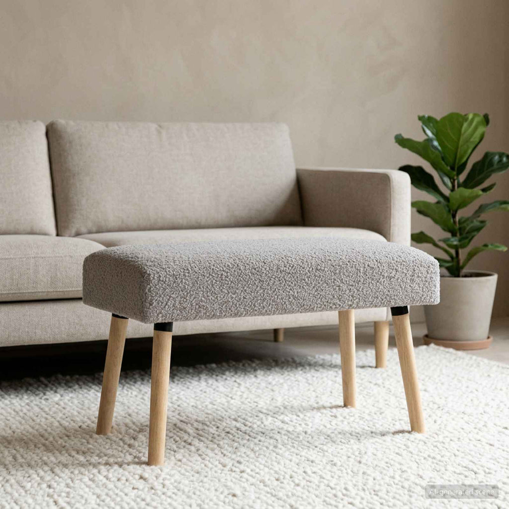 vidaXL ławka Gładki jasnoszary 80 x 40 x 46 cm Bouclé