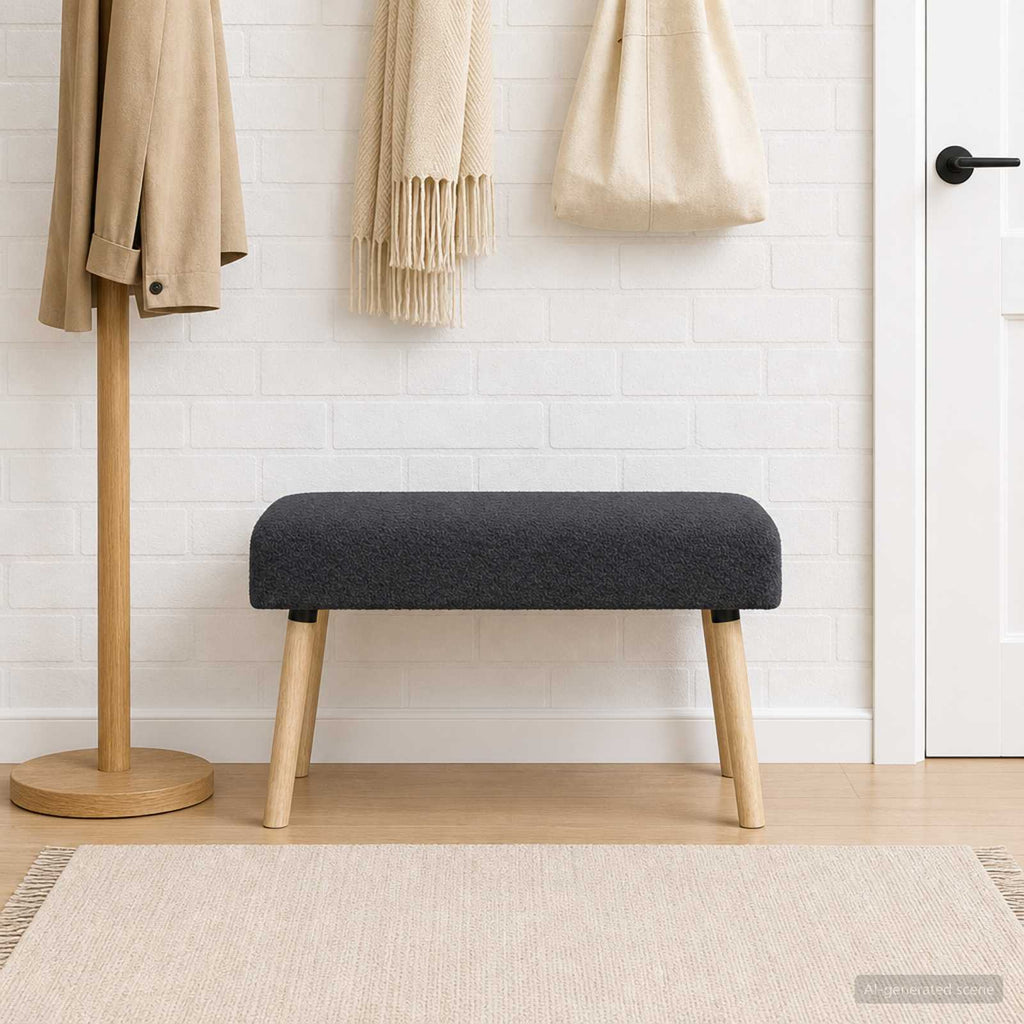 vidaXL ławka Gładki ciemnoszary 80 x 40 x 46 cm Bouclé