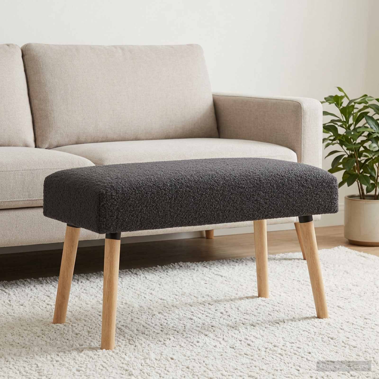 vidaXL ławka Gładki ciemnoszary 80 x 40 x 46 cm Bouclé