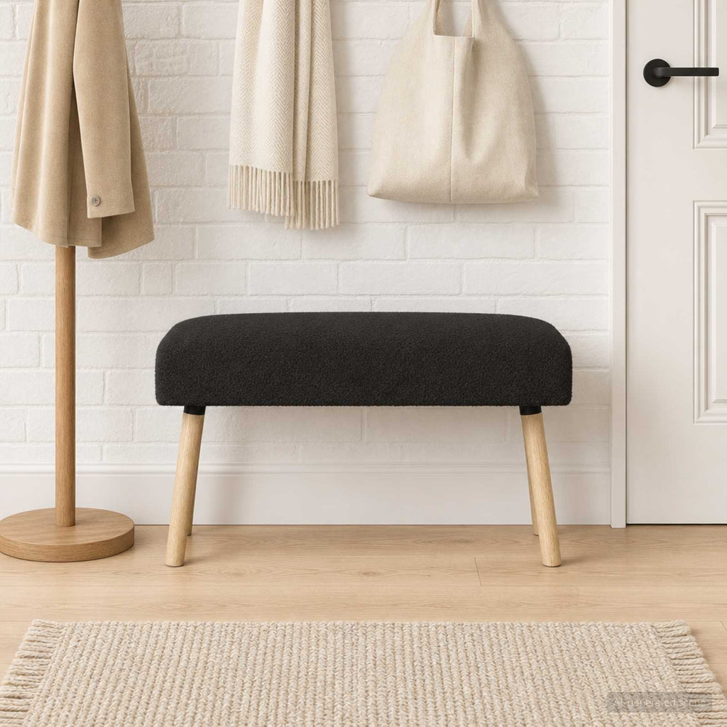 vidaXL ławka Gładki Czarny 80 x 40 x 46 cm Bouclé