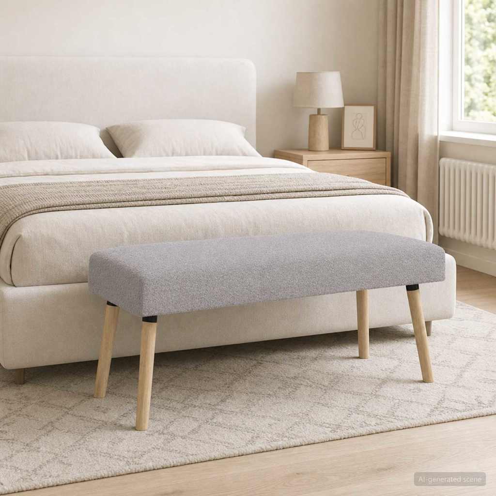 vidaXL ławka Gładki jasnoszary 110 x 40 x 46 cm Bouclé