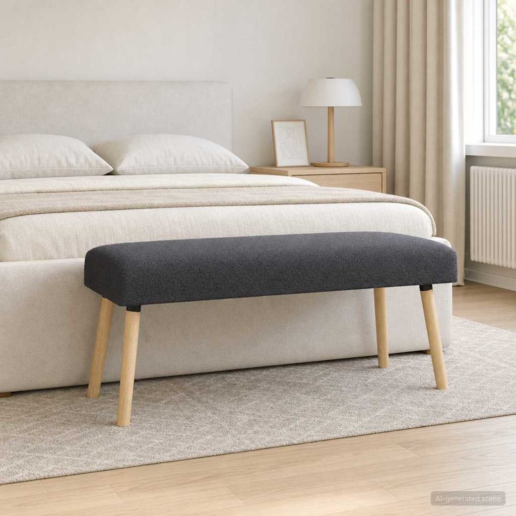 vidaXL ławka Gładki ciemnoszary 110 x 40 x 46 cm Bouclé