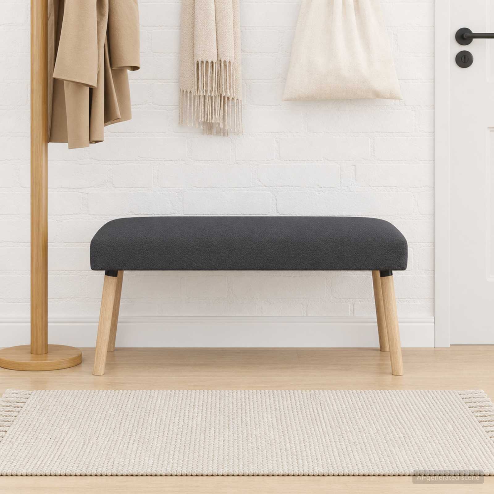 vidaXL ławka Gładki ciemnoszary 110 x 40 x 46 cm Bouclé