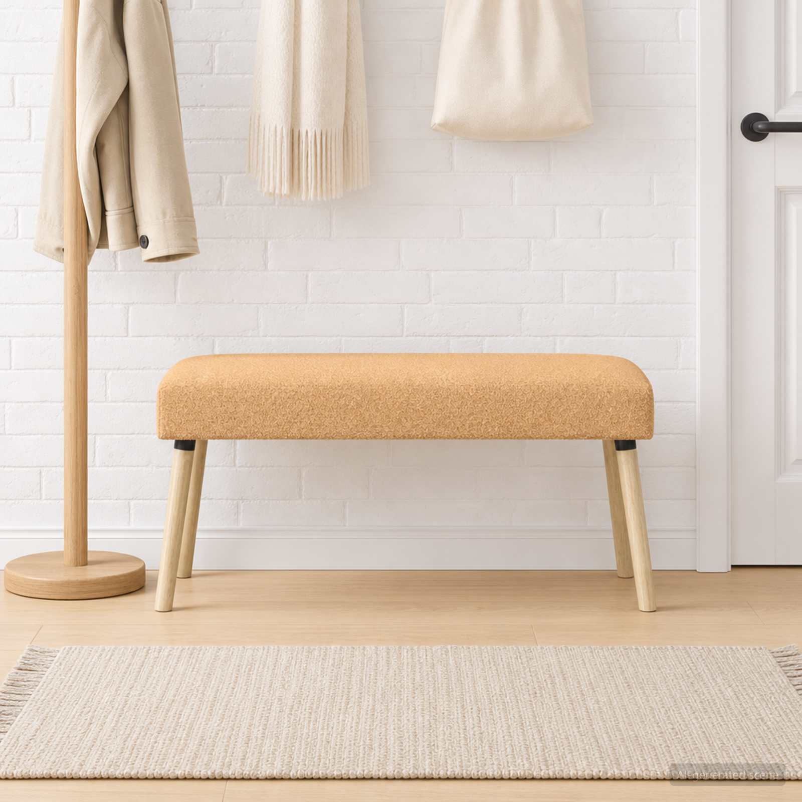 vidaXL ławka Gładki Beżowy 110 x 40 x 46 cm Bouclé