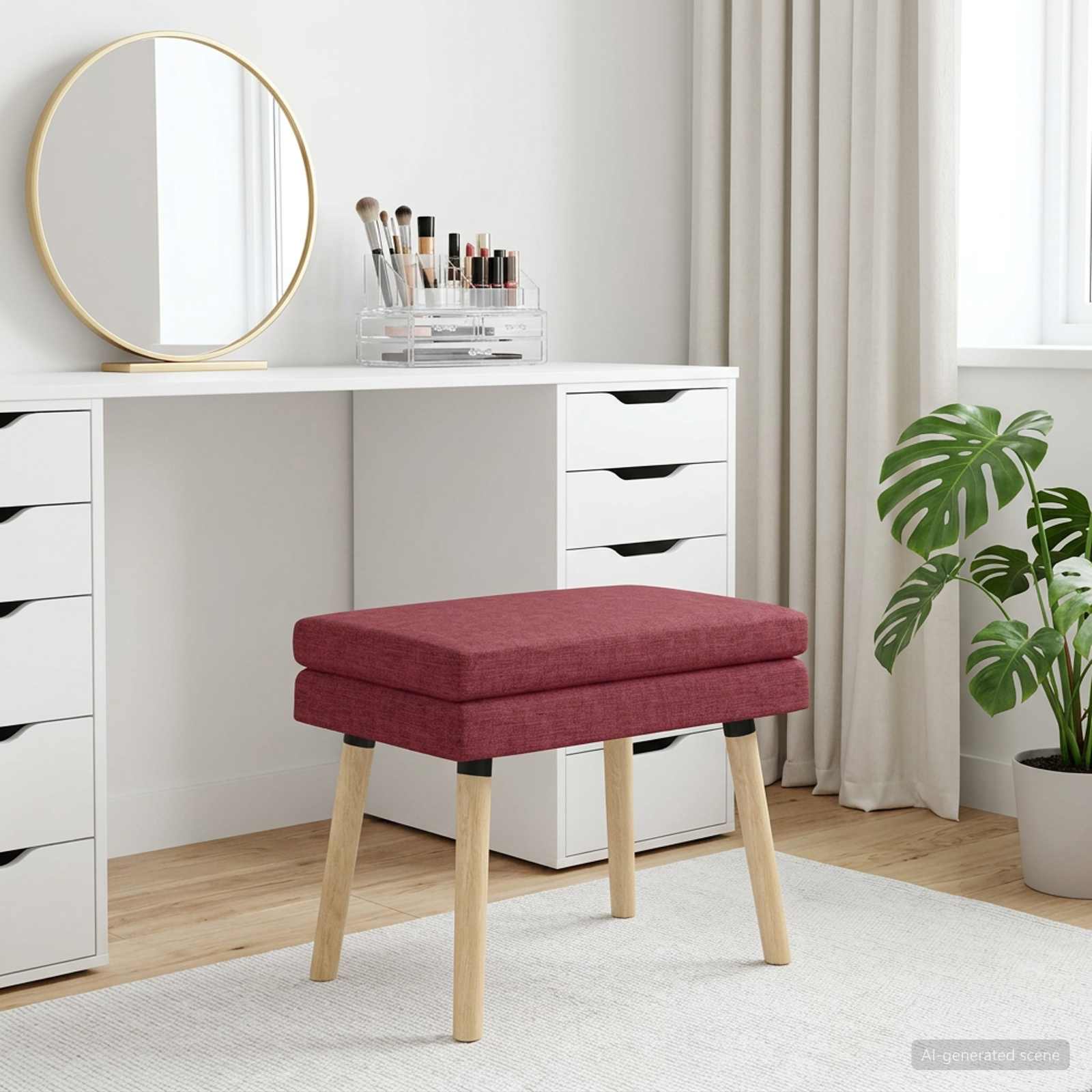 vidaXL Ławka podwójna Czerwone wino 60 x 40 x 46 cm tkanina