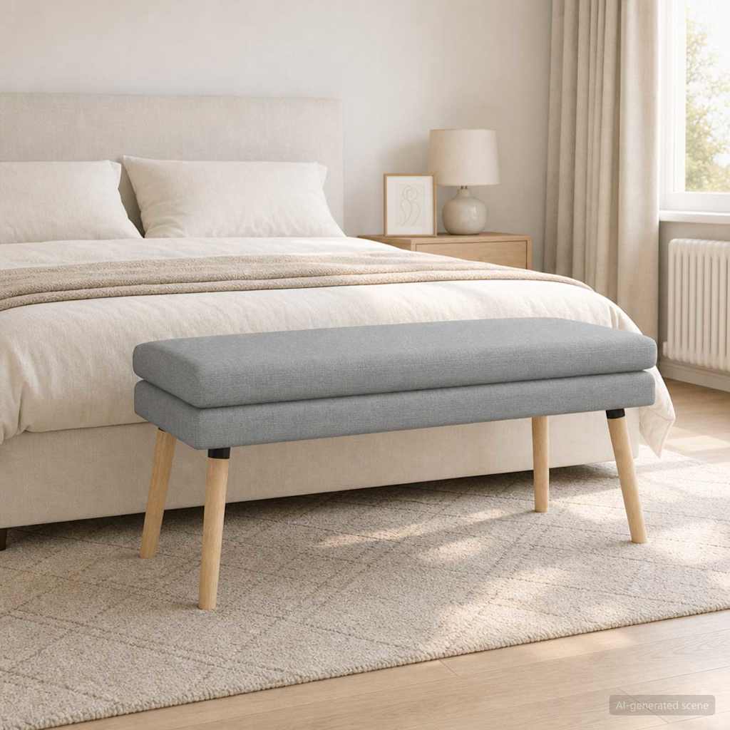 vidaXL Ławka podwójna jasnoszary 110 x 40 x 47 cm tkanina