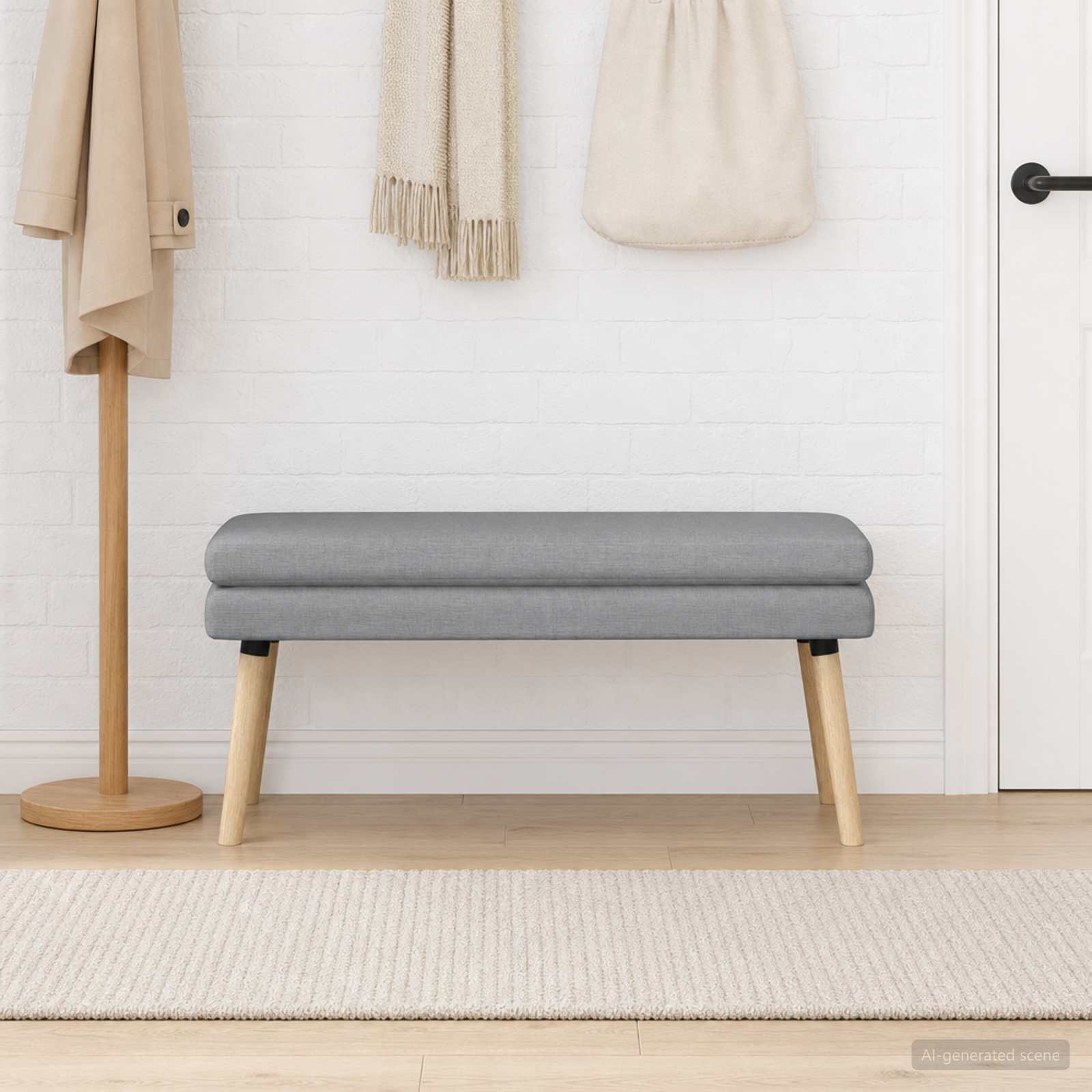 vidaXL Ławka podwójna jasnoszary 110 x 40 x 47 cm tkanina