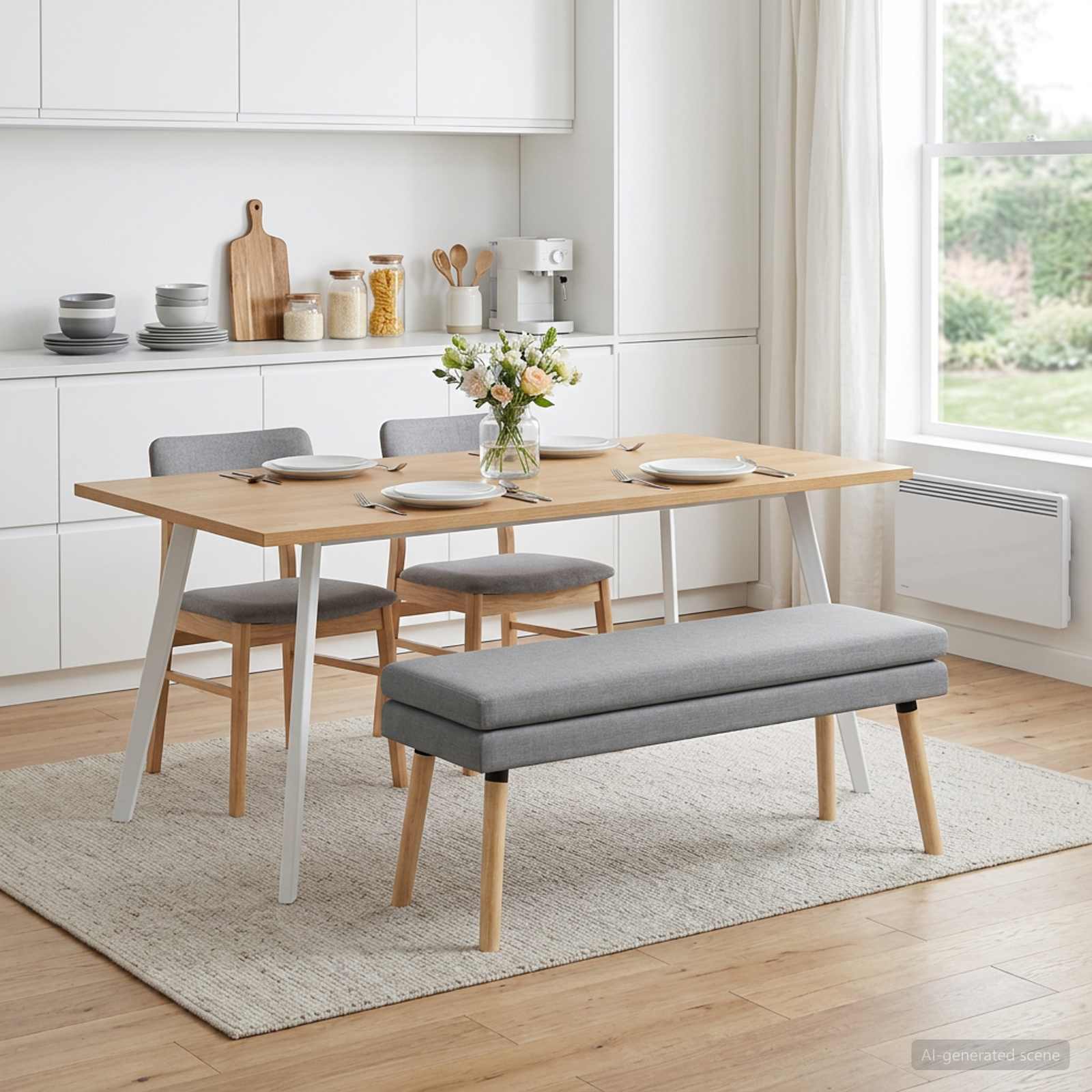 vidaXL Ławka podwójna jasnoszary 110 x 40 x 47 cm tkanina