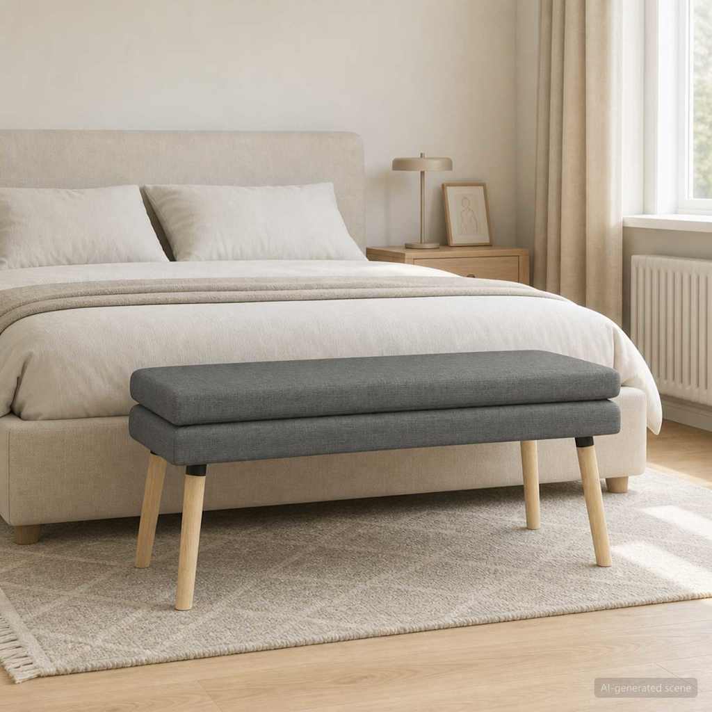 vidaXL Ławka podwójna ciemnoszary 110 x 40 x 47 cm tkanina