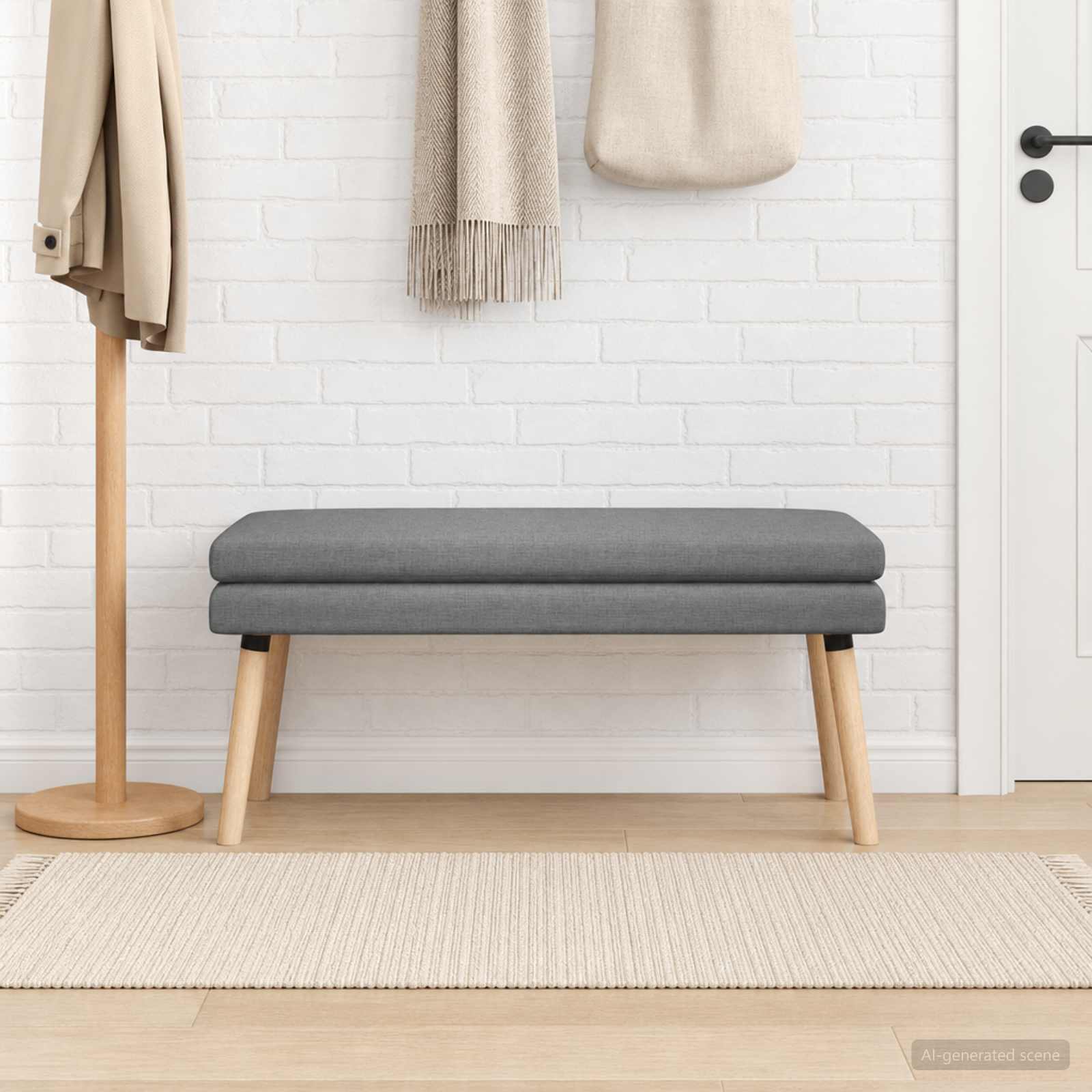 vidaXL Ławka podwójna ciemnoszary 110 x 40 x 47 cm tkanina