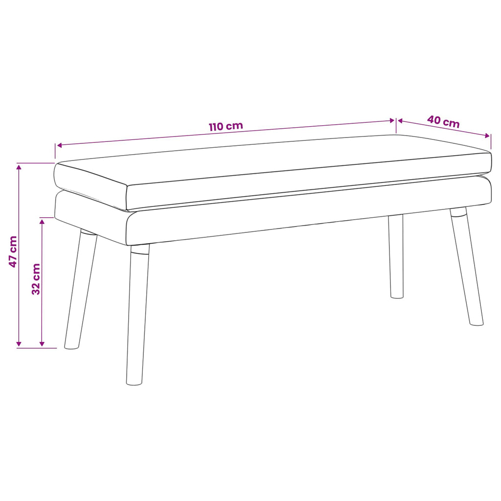 vidaXL Ławka podwójna Ciemny brąz 110 x 40 x 47 cm tkanina