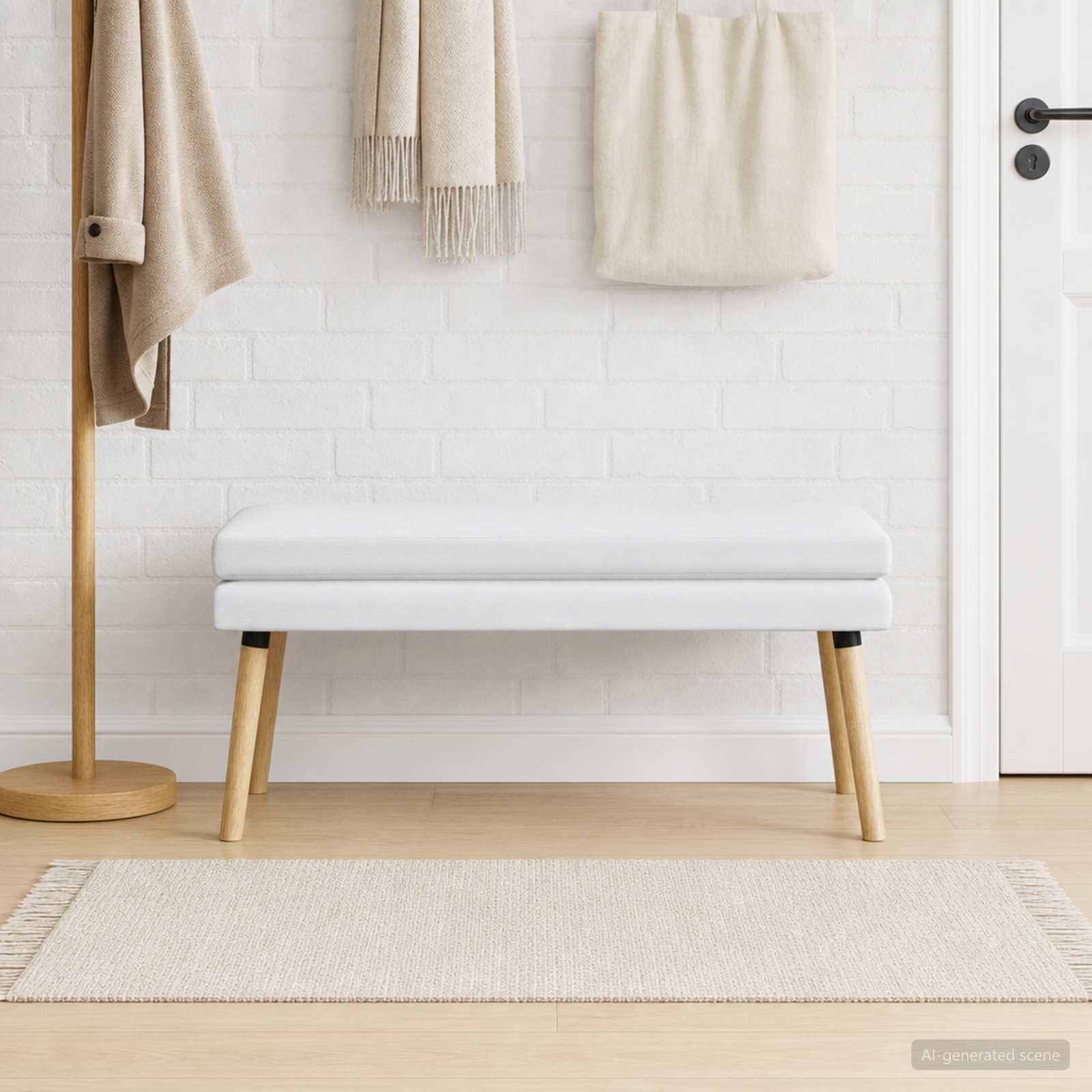 vidaXL Ławka podwójna Biały 110 x 40 x 47 cm tkanina
