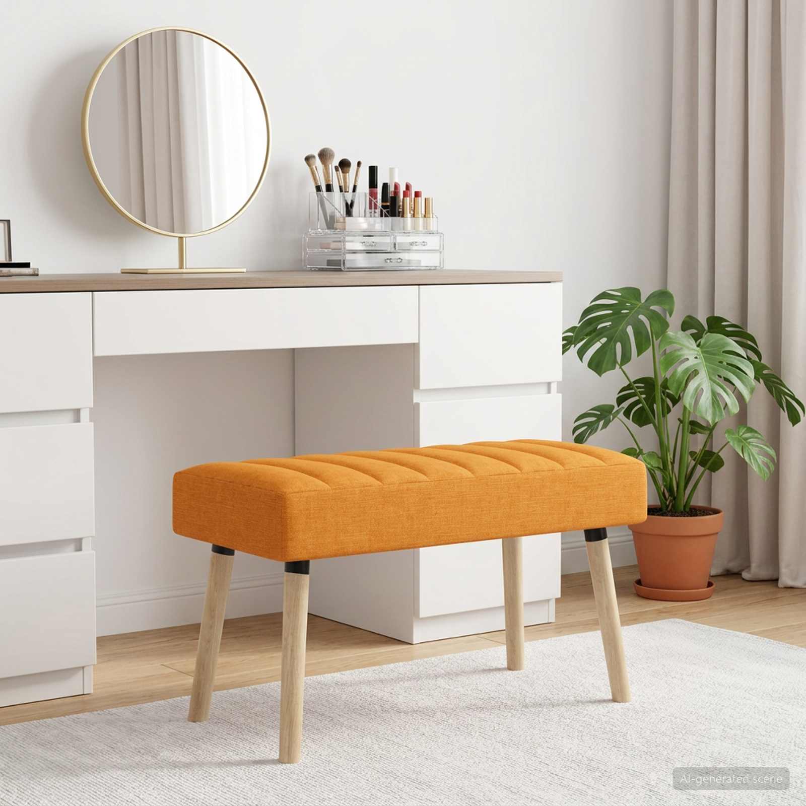 vidaXL Ławka z kanalikowym pikowaniem Ciemny Żółty 80 x 40 x 46 cm