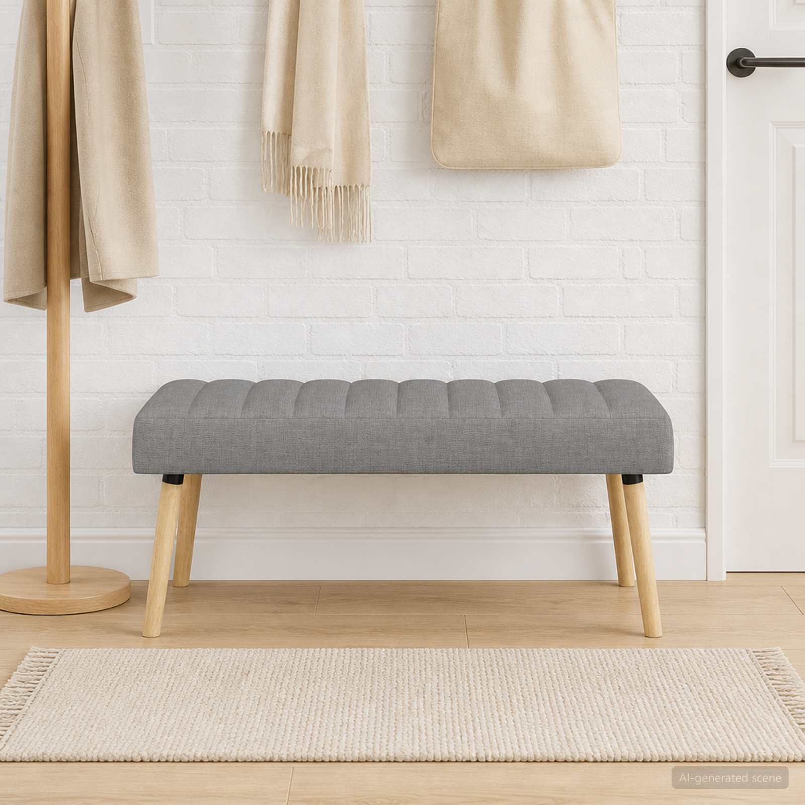 vidaXL Ławka z kanalikowym pikowaniem jasnoszary 110 x 40 x 46 cm