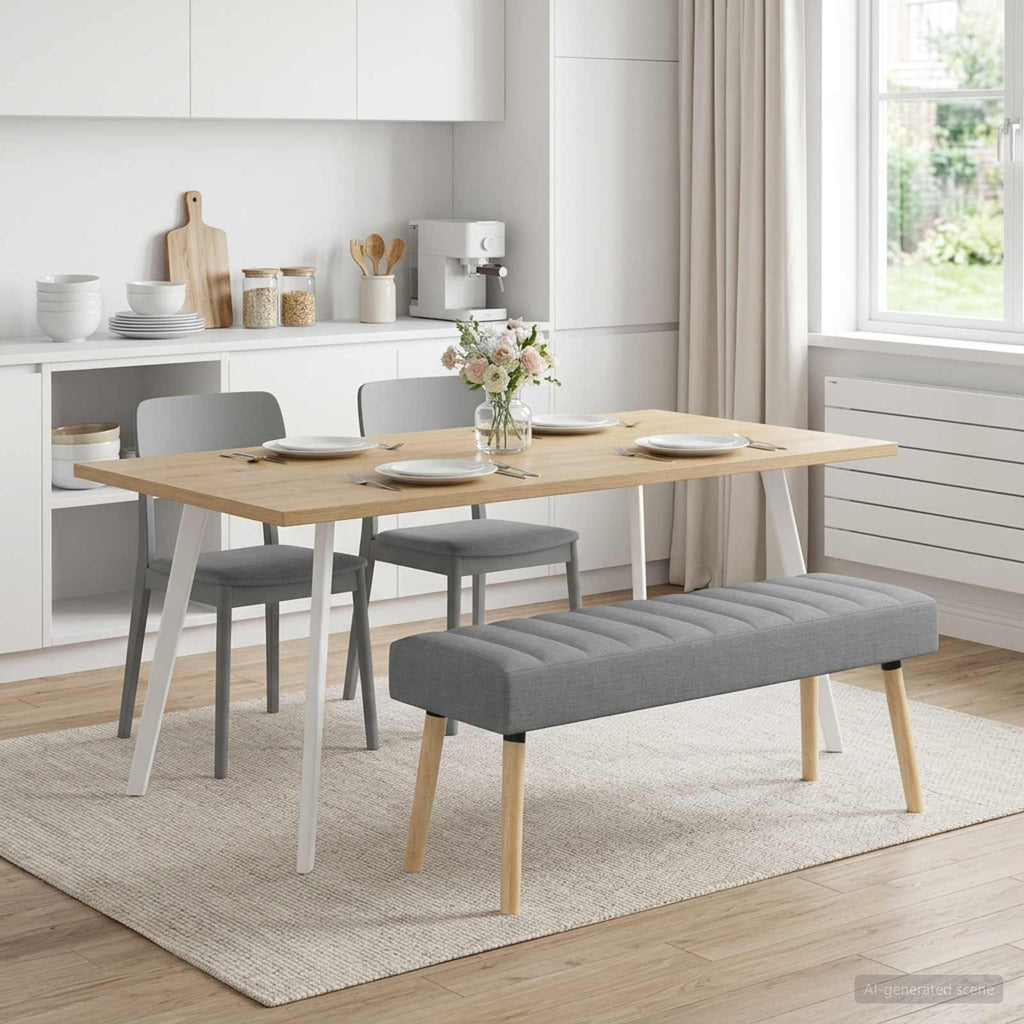 vidaXL Ławka z kanalikowym pikowaniem jasnoszary 110 x 40 x 46 cm