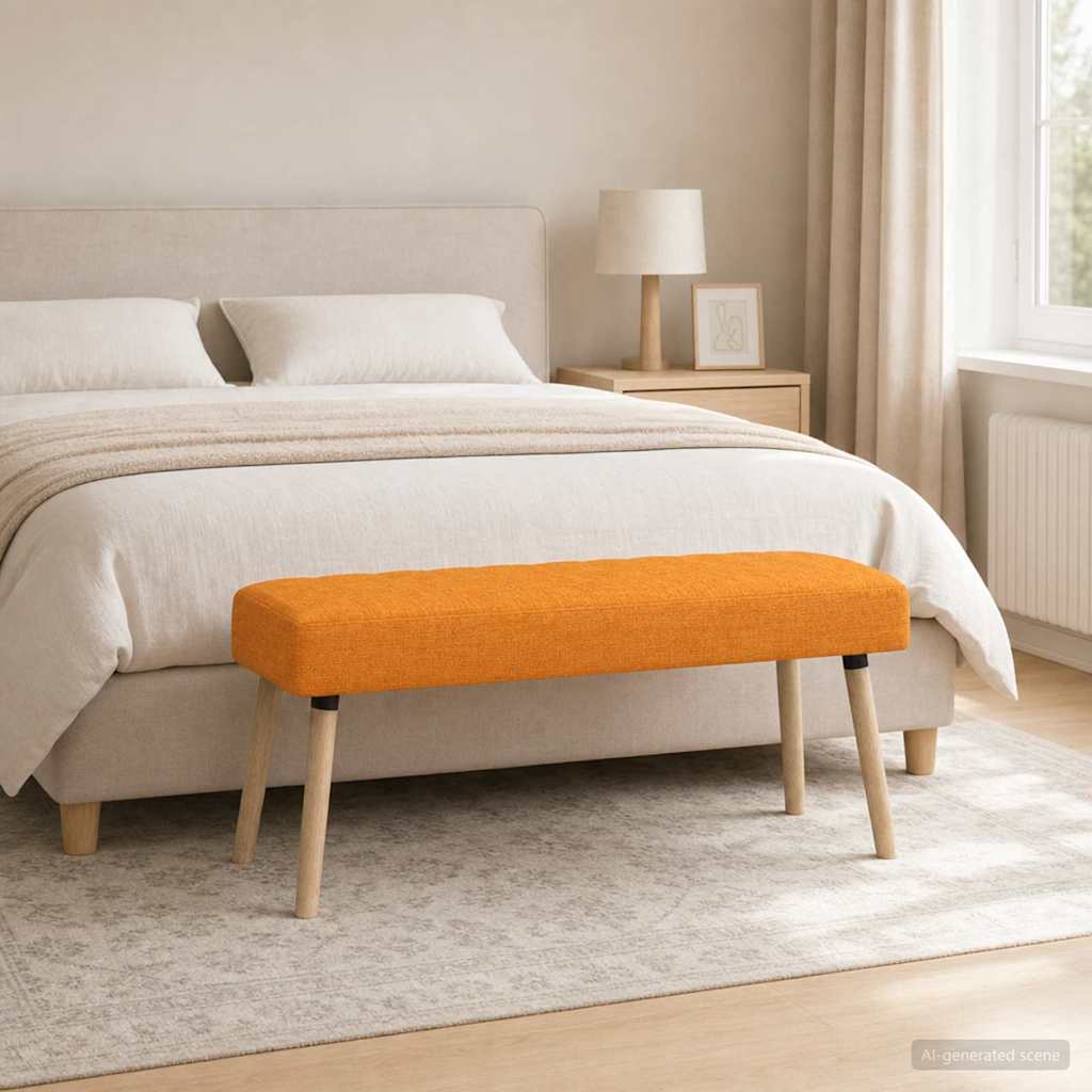 vidaXL Ławka z kanalikowym pikowaniem Ciemny Żółty 110 x 40 x 46 cm