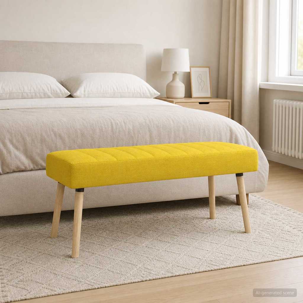 vidaXL Ławka z kanalikowym pikowaniem Jasnożółty 110 x 40 x 46 cm