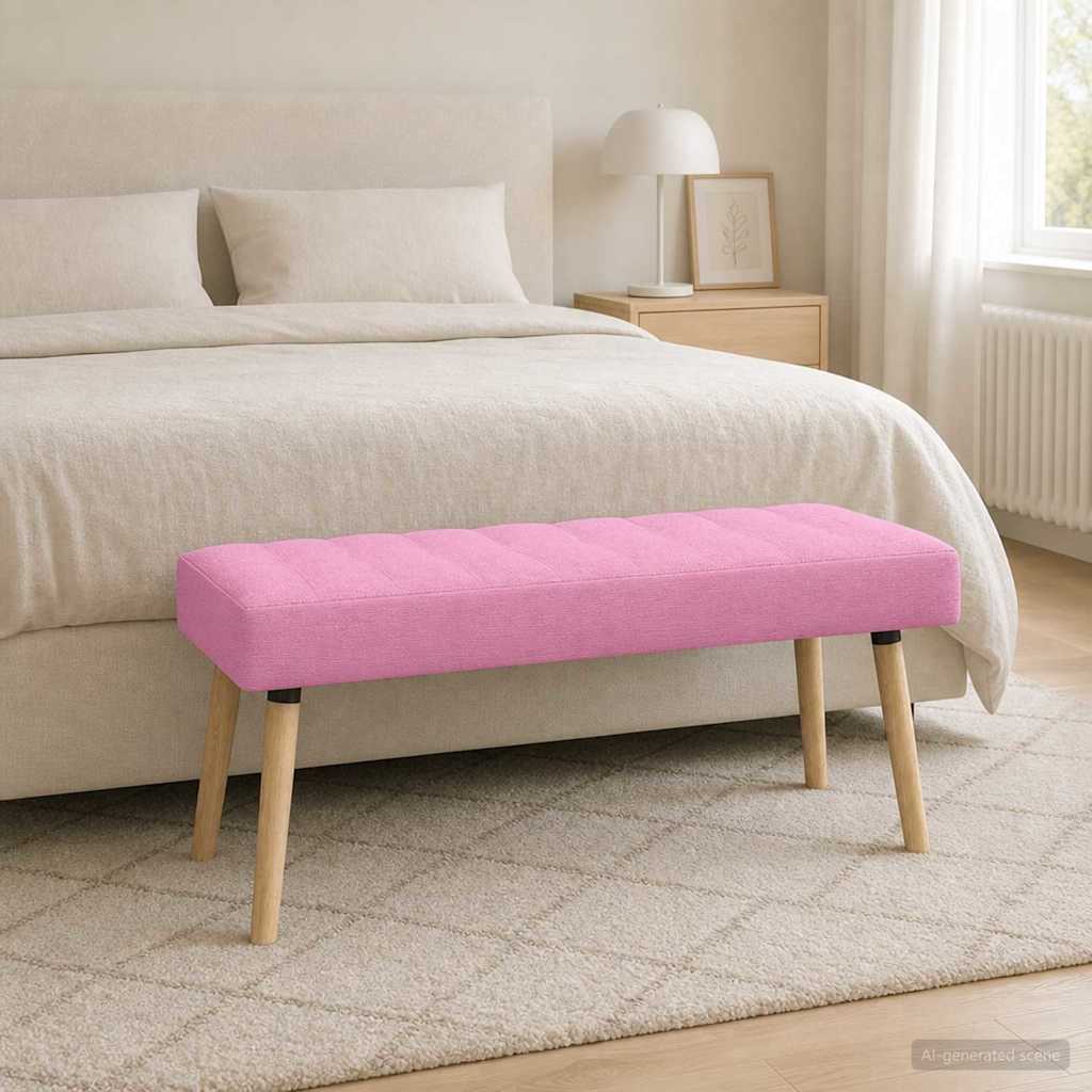 vidaXL Ławka z kanalikowym pikowaniem różowy 110 x 40 x 46 cm tkanina