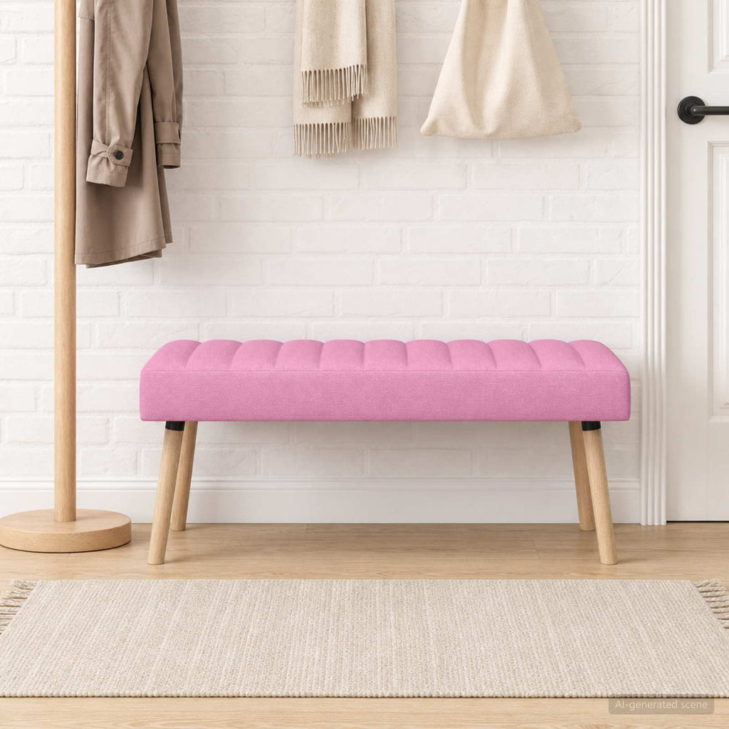 vidaXL Ławka z kanalikowym pikowaniem różowy 110 x 40 x 46 cm tkanina