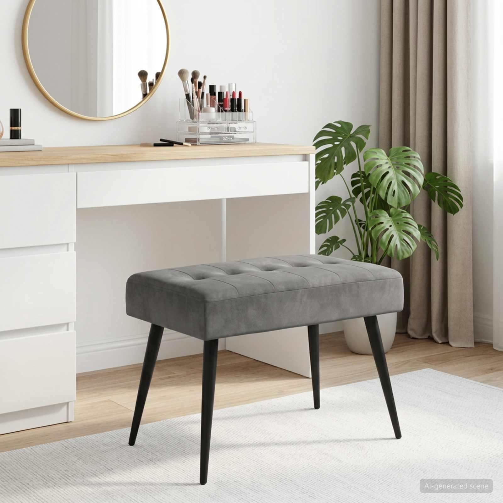 vidaXL Ławka z guzikami ciemnoszary 60 x 40 x 45 cm Welur