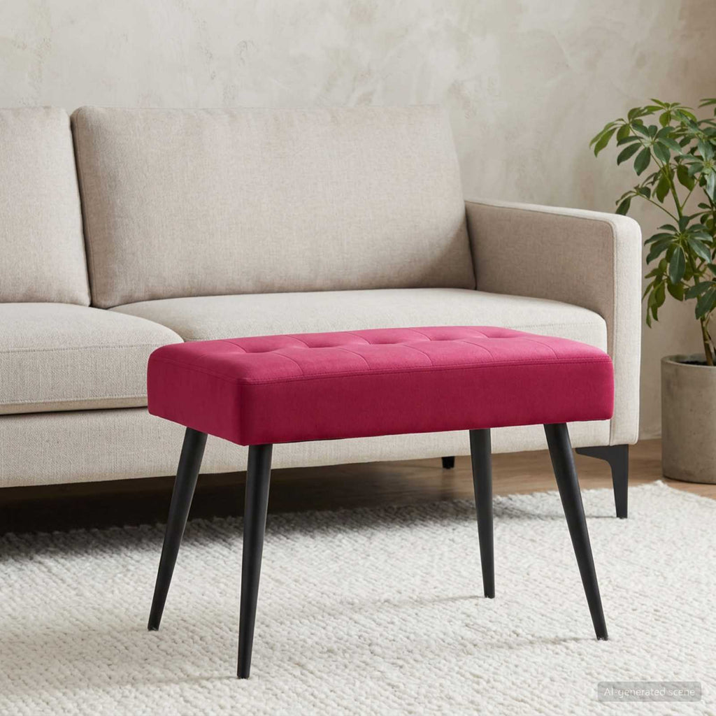 vidaXL Ławka z guzikami Czerwone wino 60 x 40 x 45 cm Welur