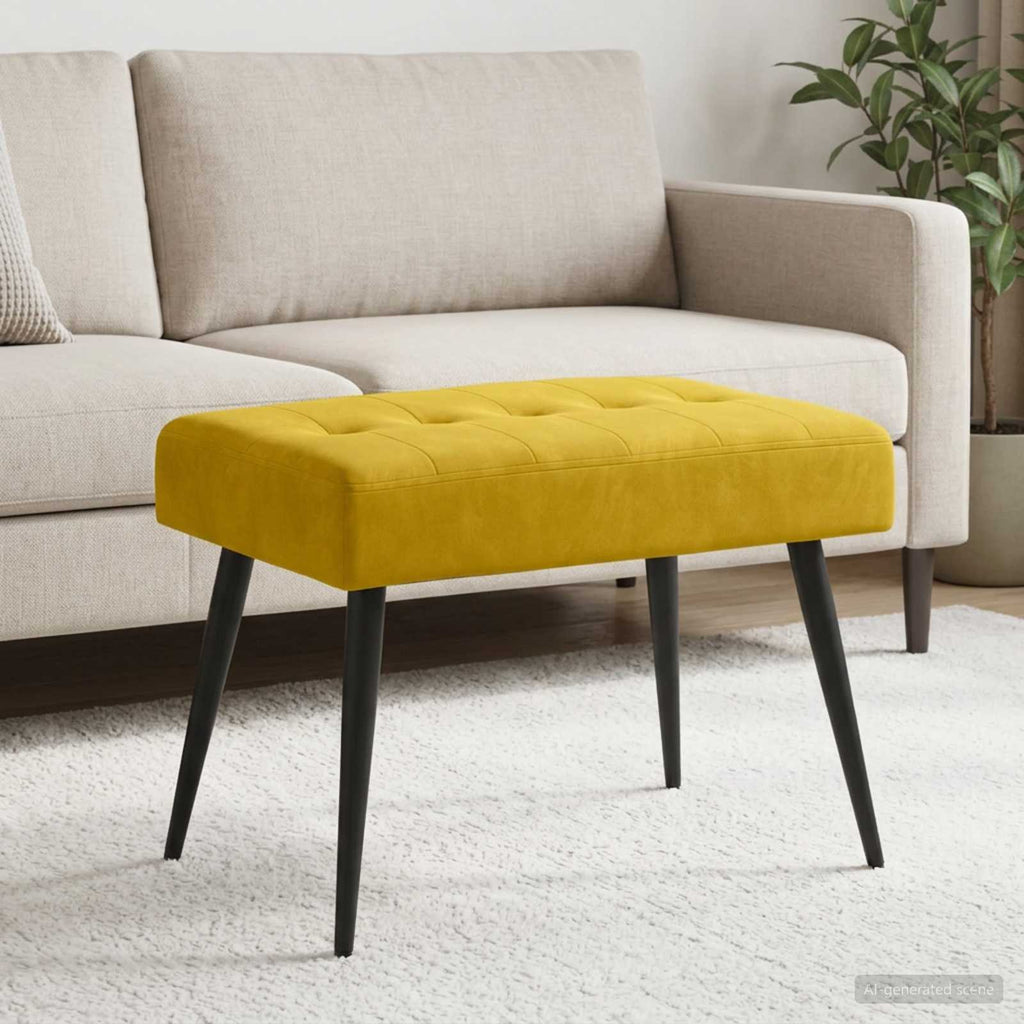 vidaXL Ławka z guzikami żółty 60 x 40 x 45 cm Welur