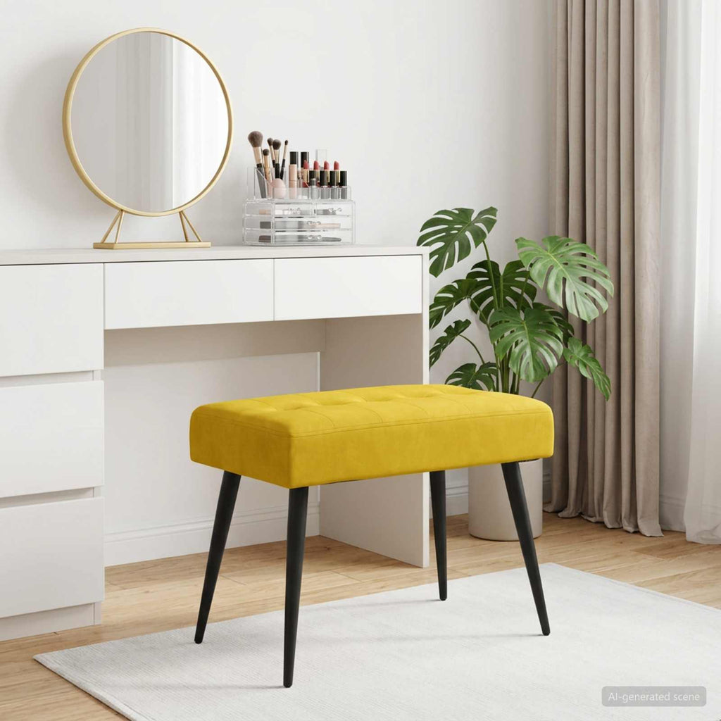 vidaXL Ławka z guzikami żółty 60 x 40 x 45 cm Welur