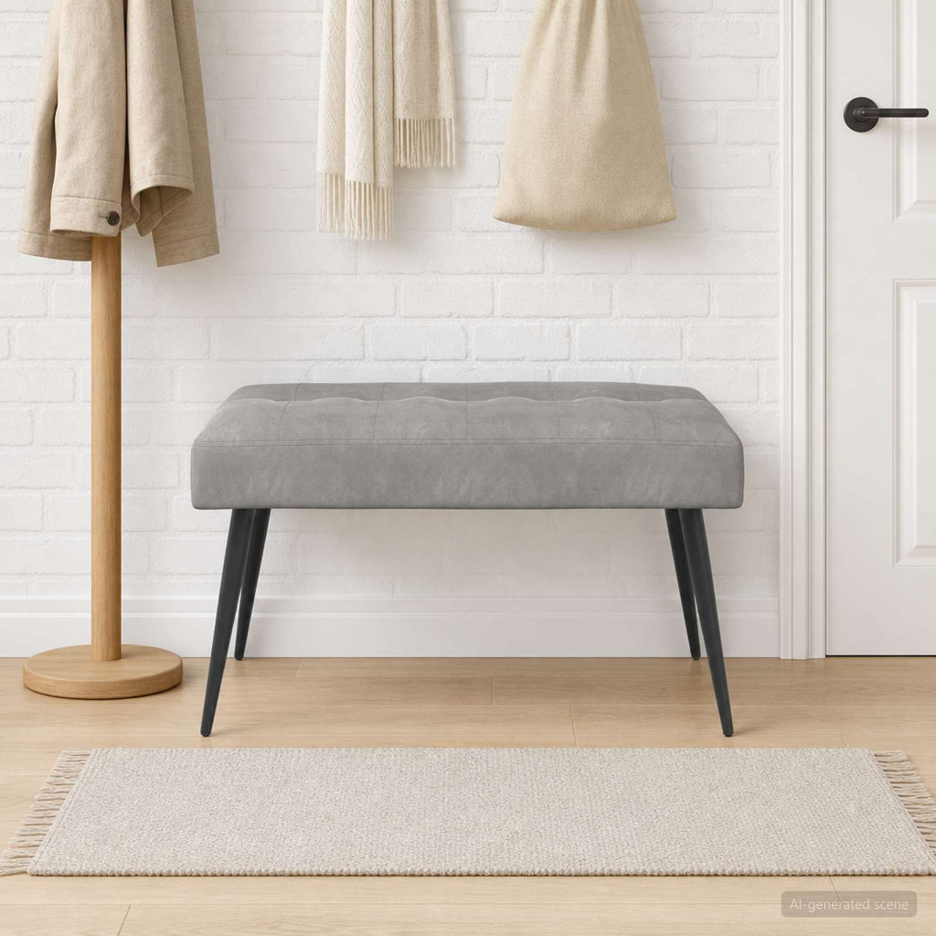 vidaXL Ławka z guzikami jasnoszary 80 x 40 x 46 cm Welur
