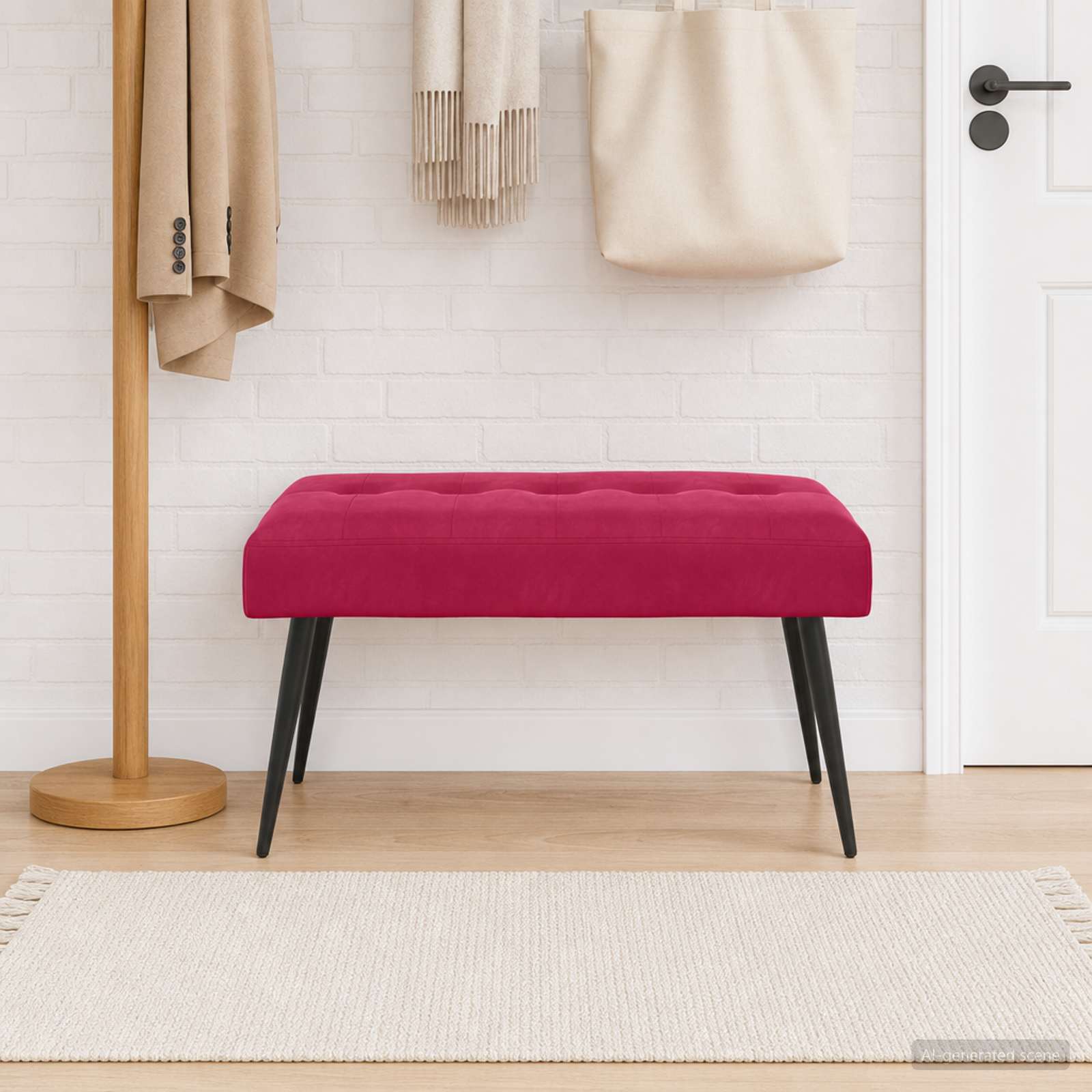 vidaXL Ławka z guzikami Czerwone wino 80 x 40 x 46 cm Welur