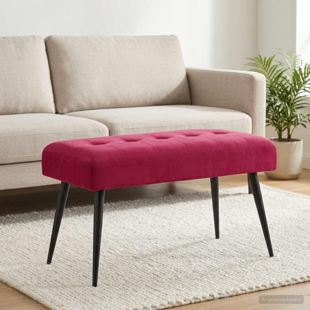 vidaXL Ławka z guzikami Czerwone wino 80 x 40 x 46 cm Welur