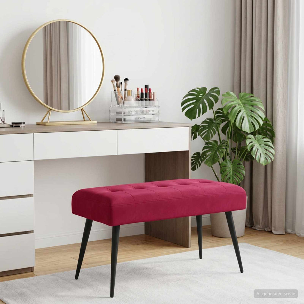 vidaXL Ławka z guzikami Czerwone wino 80 x 40 x 46 cm Welur