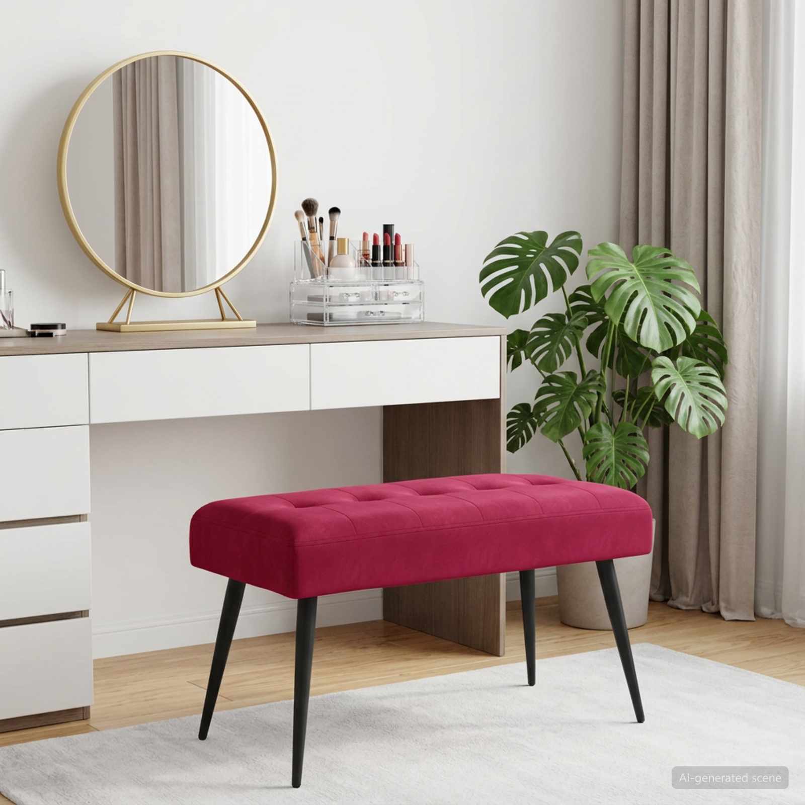vidaXL Ławka z guzikami Czerwone wino 80 x 40 x 46 cm Welur
