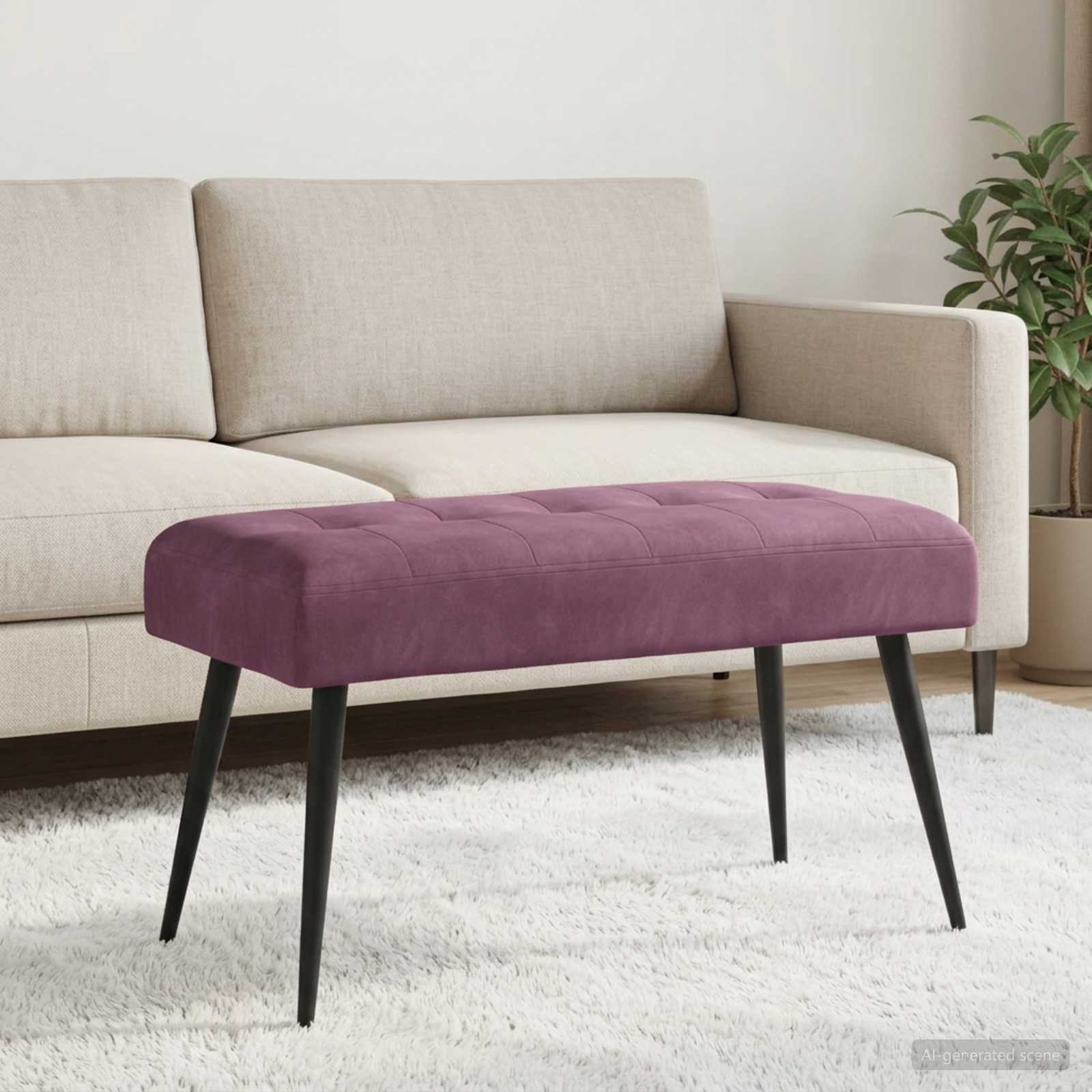 vidaXL Ławka z guzikami Fioletowy 80 x 40 x 46 cm Welur