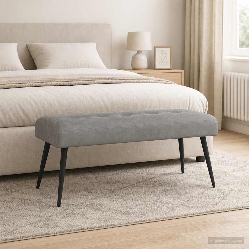 vidaXL Ławka z guzikami jasnoszary 110 x 40 x 46 cm Welur