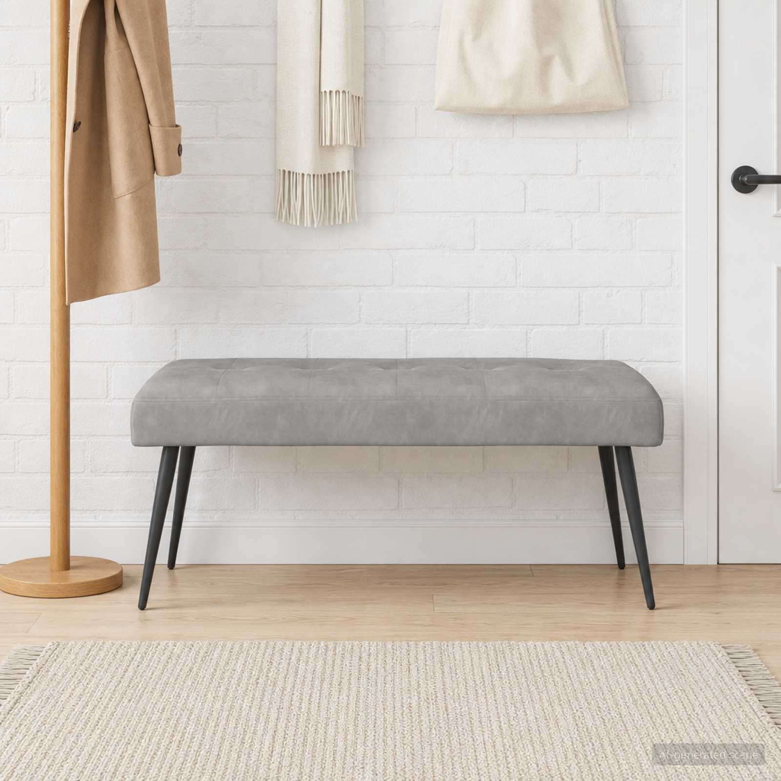 vidaXL Ławka z guzikami jasnoszary 110 x 40 x 46 cm Welur