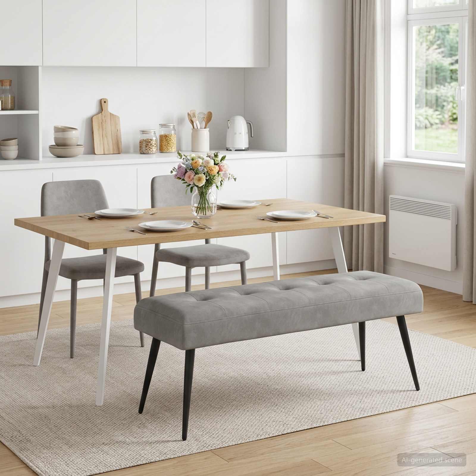 vidaXL Ławka z guzikami jasnoszary 110 x 40 x 46 cm Welur
