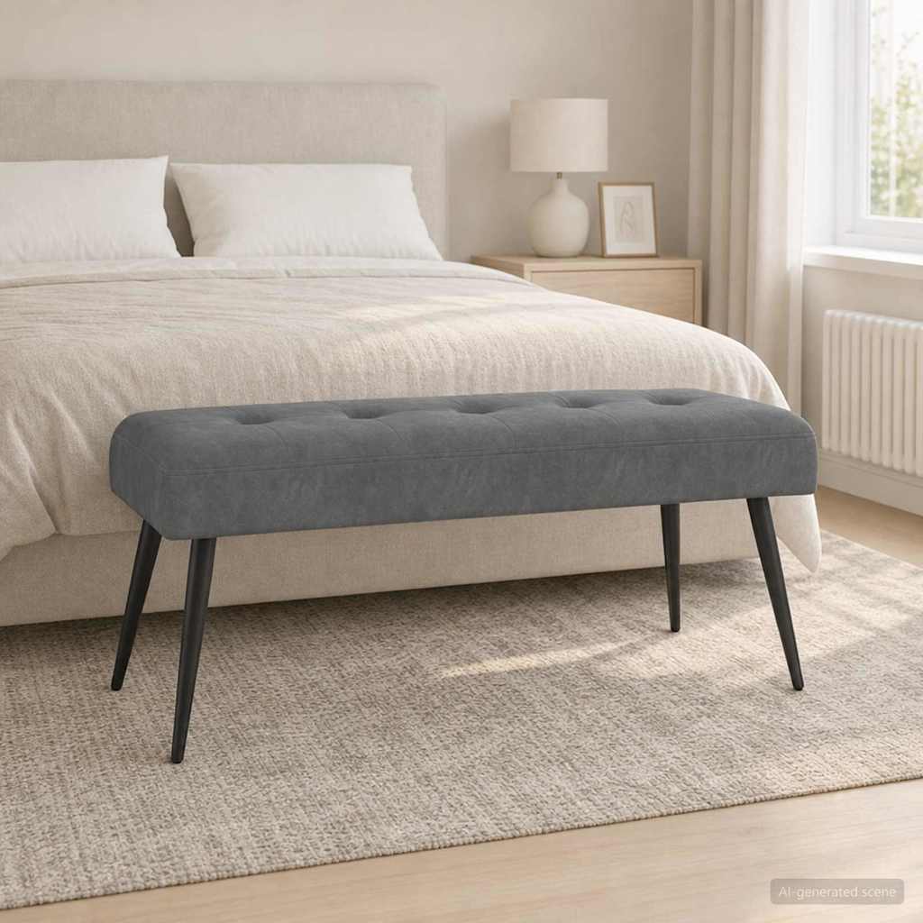 vidaXL Ławka z guzikami ciemnoszary 110 x 40 x 46 cm Welur