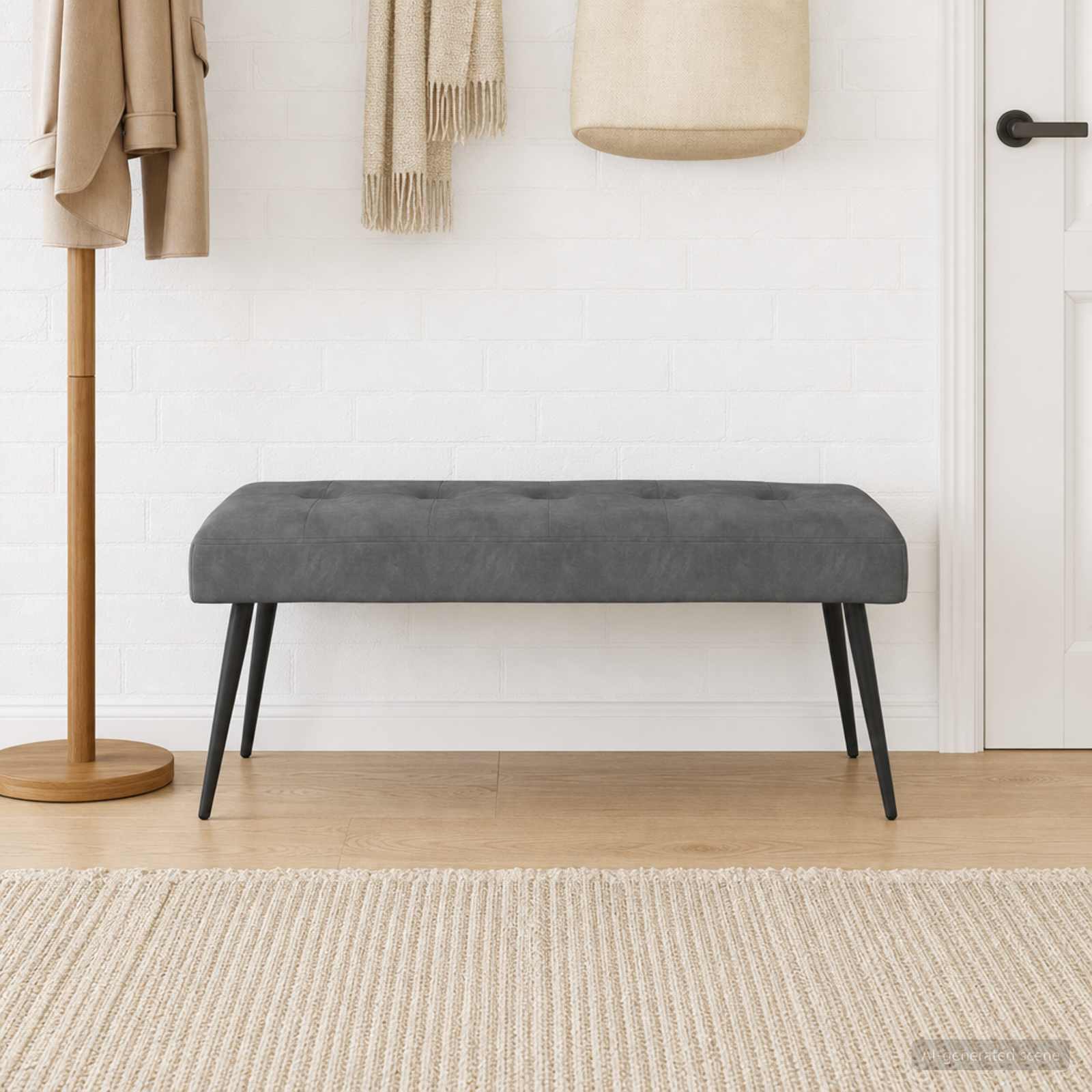 vidaXL Ławka z guzikami ciemnoszary 110 x 40 x 46 cm Welur