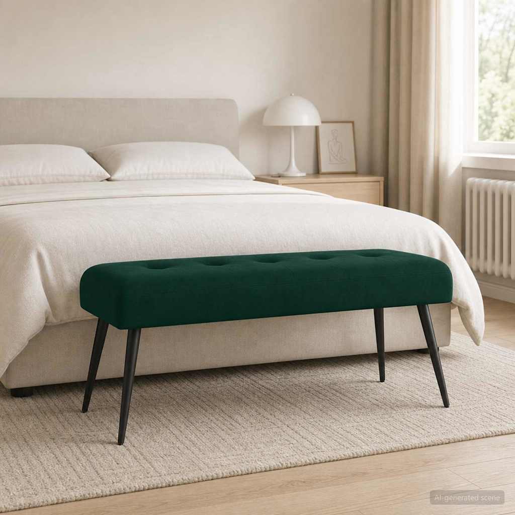 vidaXL Ławka z guzikami Ciemnozielony 110 x 40 x 46 cm Welur