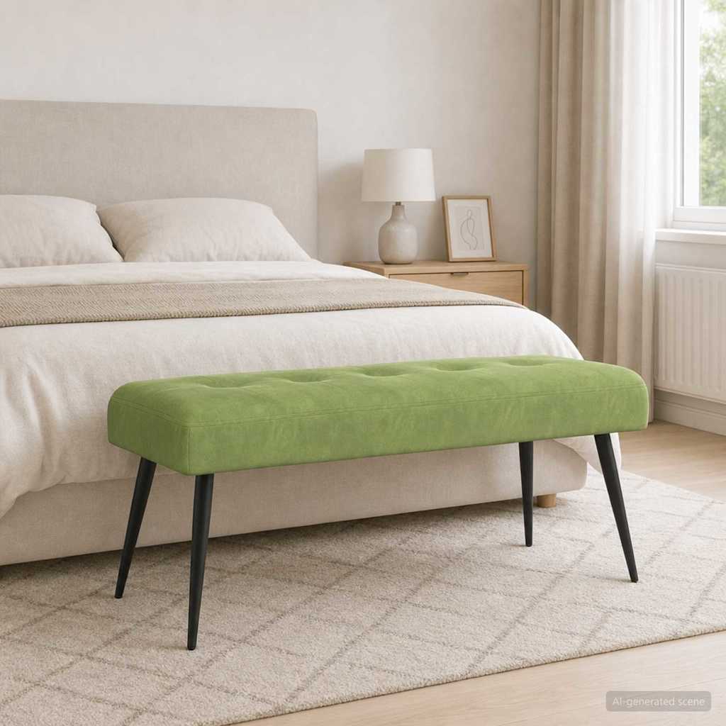 vidaXL Ławka z guzikami Jasnozielony 110 x 40 x 46 cm Welur