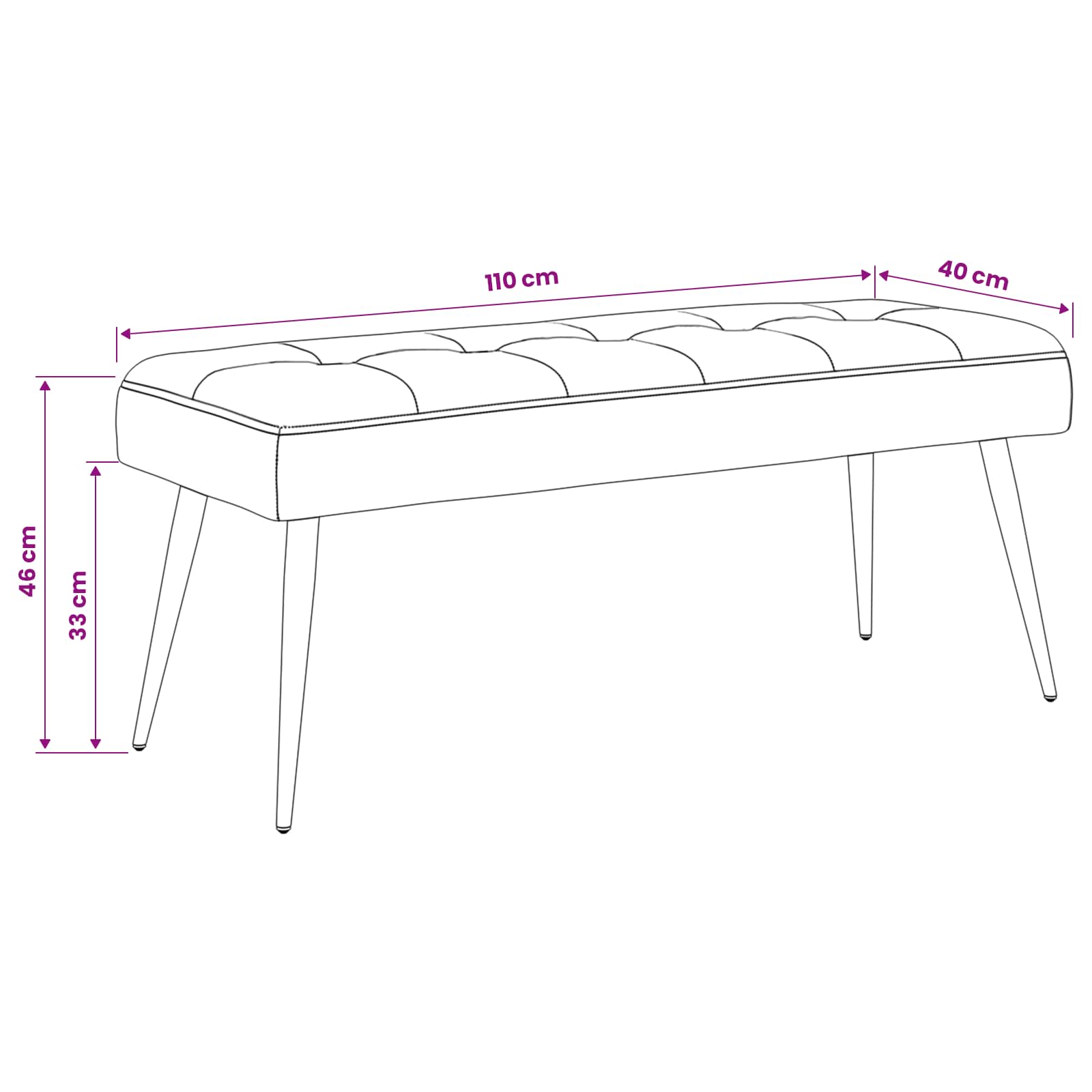 vidaXL Ławka z guzikami Jasnozielony 110 x 40 x 46 cm Welur
